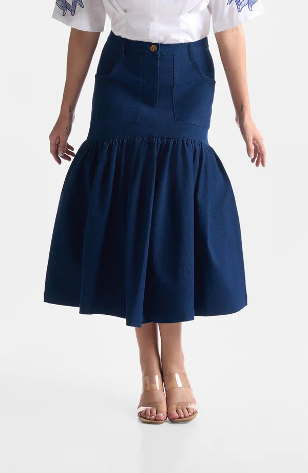 Denim Gather Skirt - CiceroniSkirtsEkastories