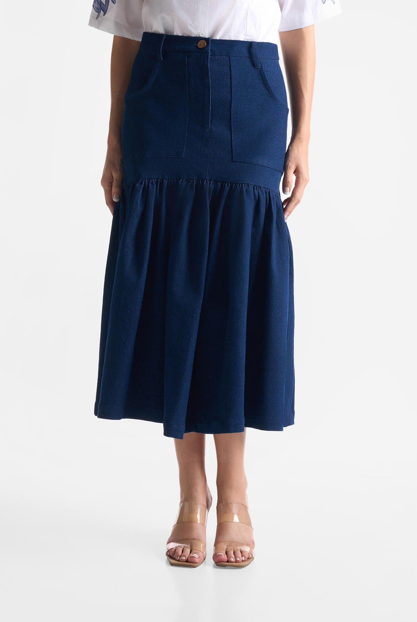 Denim Gather Skirt - CiceroniSkirtsEkastories