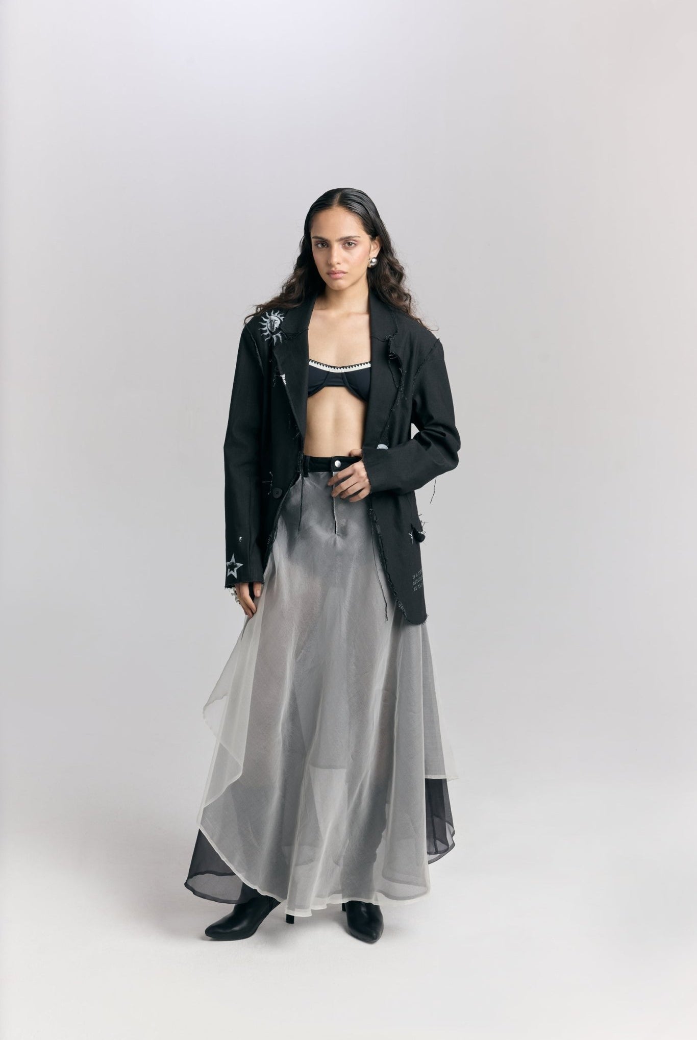 Denim Organza Skirt - CiceroniSkirtPriyanca Khanna