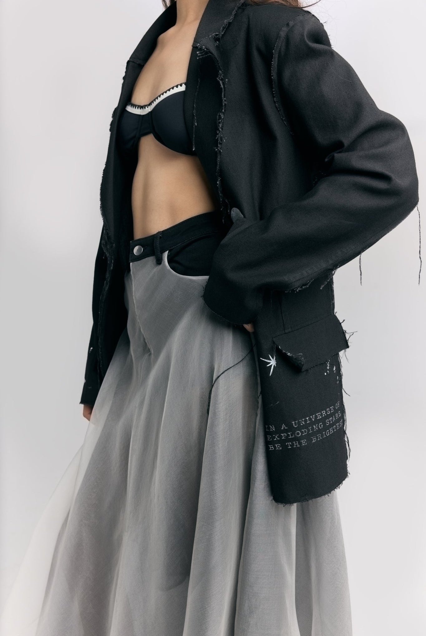 Denim Organza Skirt - CiceroniSkirtPriyanca Khanna