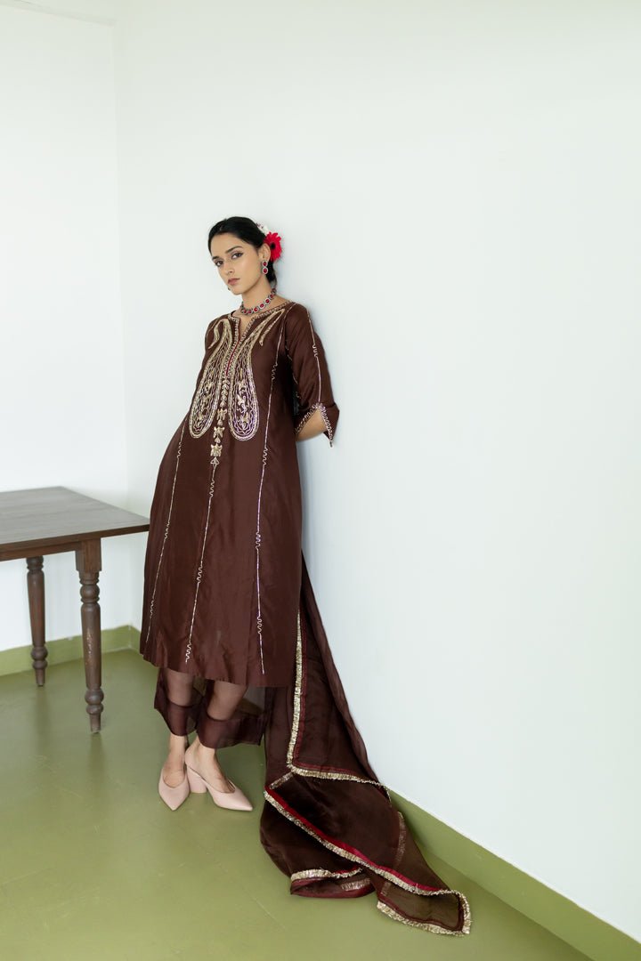 Dhaaraa Paisely Kurta and Sheer Pants Set - CiceroniKurta Set, Festive WearSilai Studio