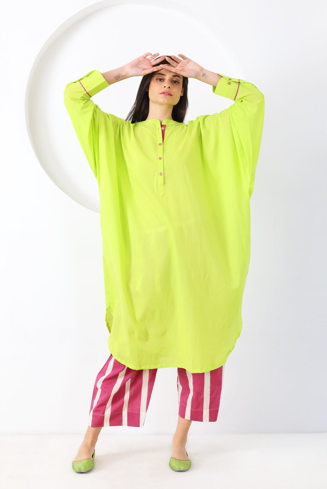 Dhaari Co - ord Set - Lime Green - CiceroniKurta Set, Everyday WearSheetal Joshi Verma