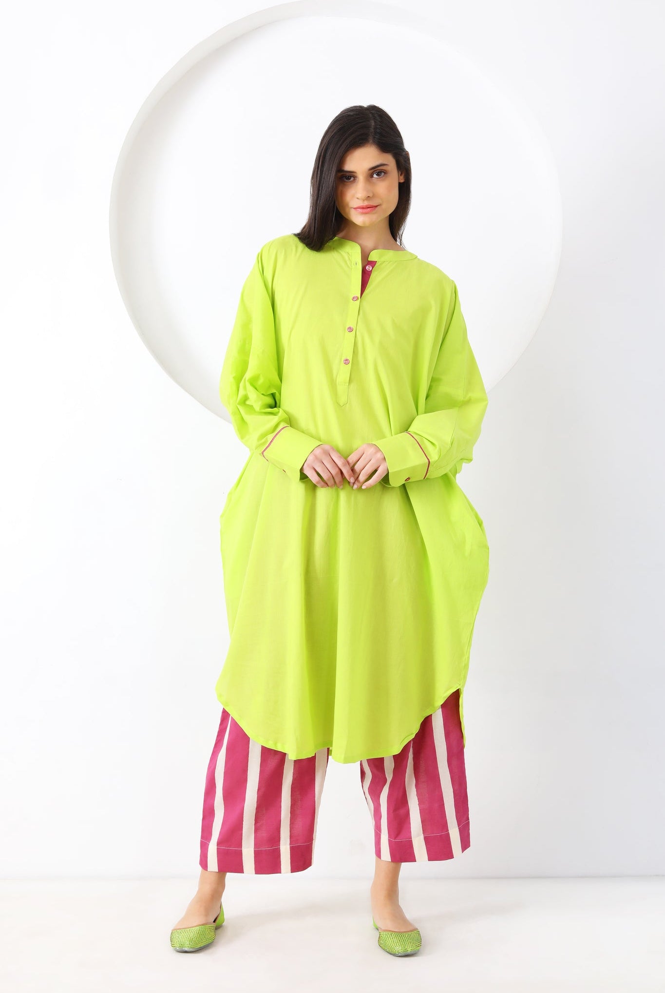 Dhaari Co - ord Set - Lime Green - CiceroniKurta Set, Everyday WearSheetal Joshi Verma