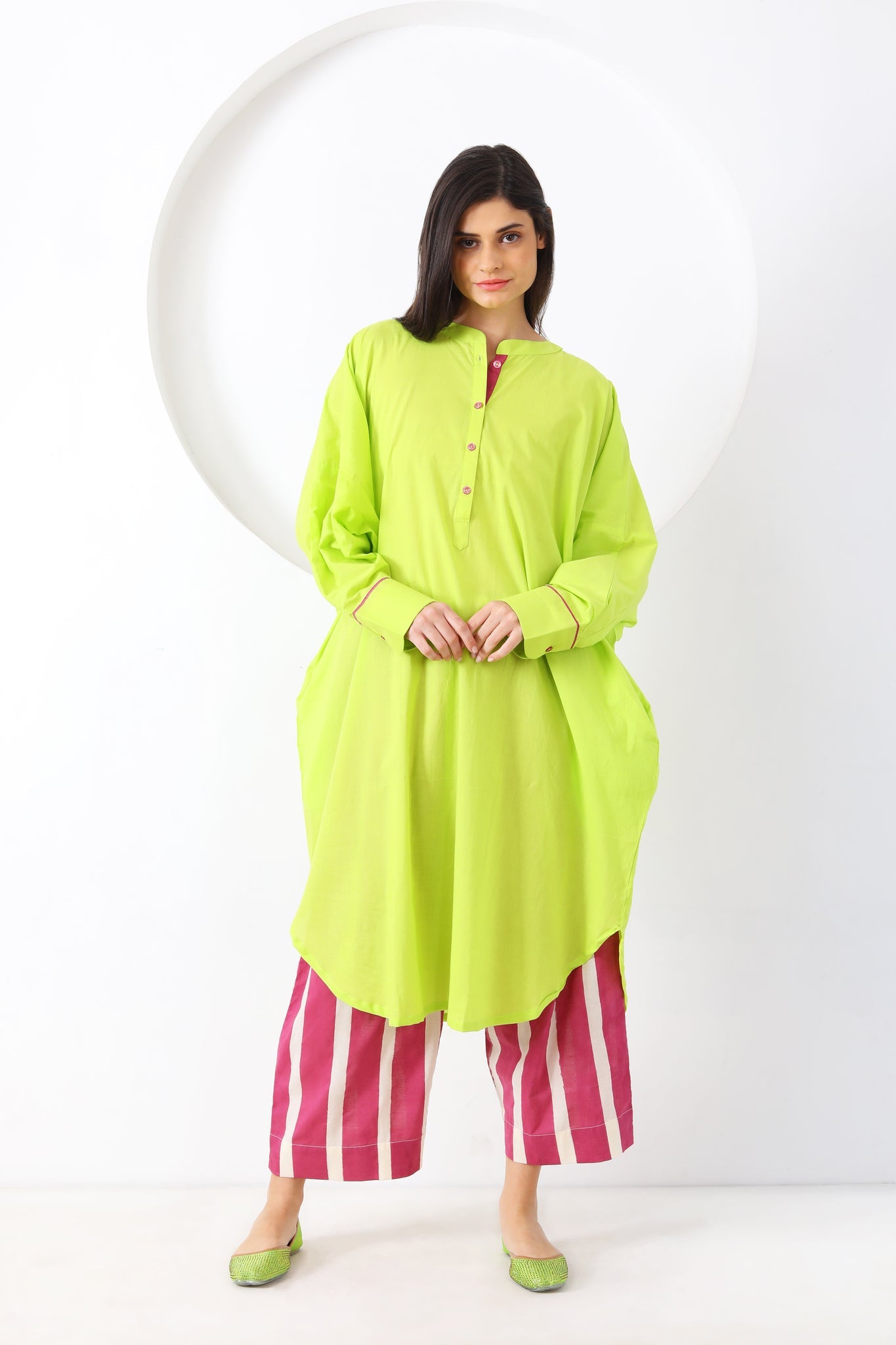 Dhaari Co - ord Set - Lime Green - CiceroniKurta Set, Everyday WearSheetal Joshi Verma