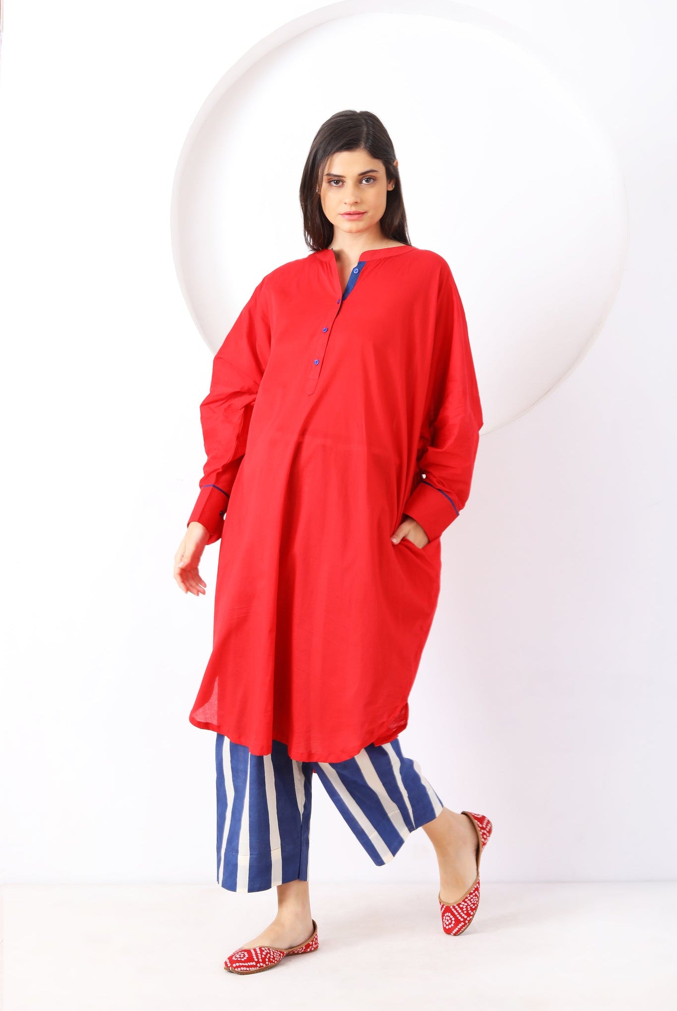 Dhaari Co - ord Set - Red - CiceroniKurta Set, Everyday WearSheetal Joshi Verma