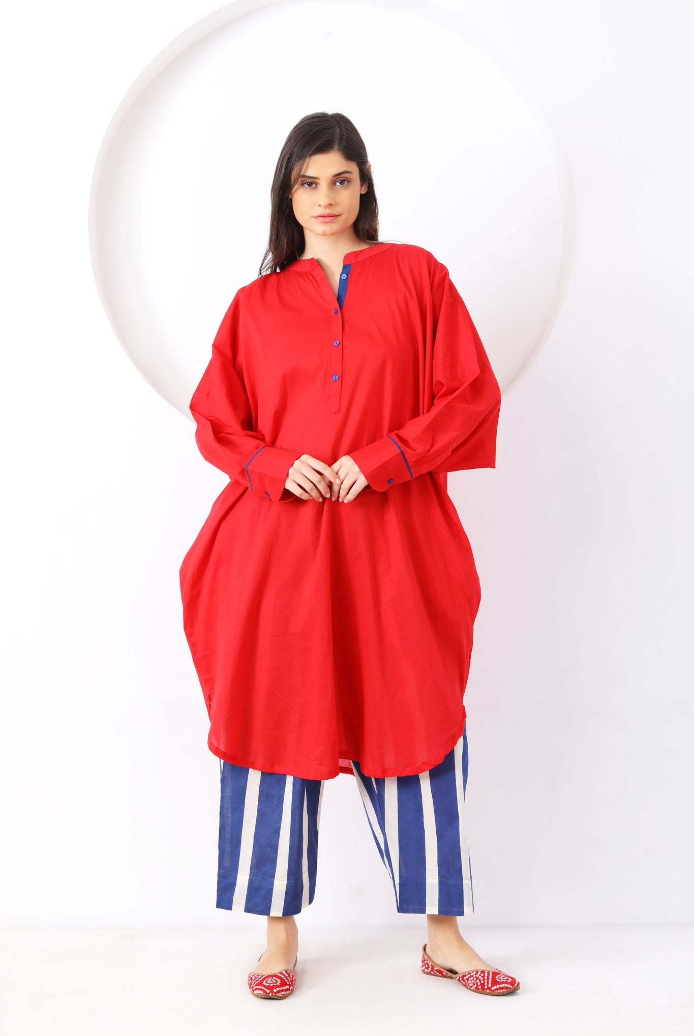 Dhaari Co - ord Set - Red - CiceroniKurta Set, Everyday WearSheetal Joshi Verma