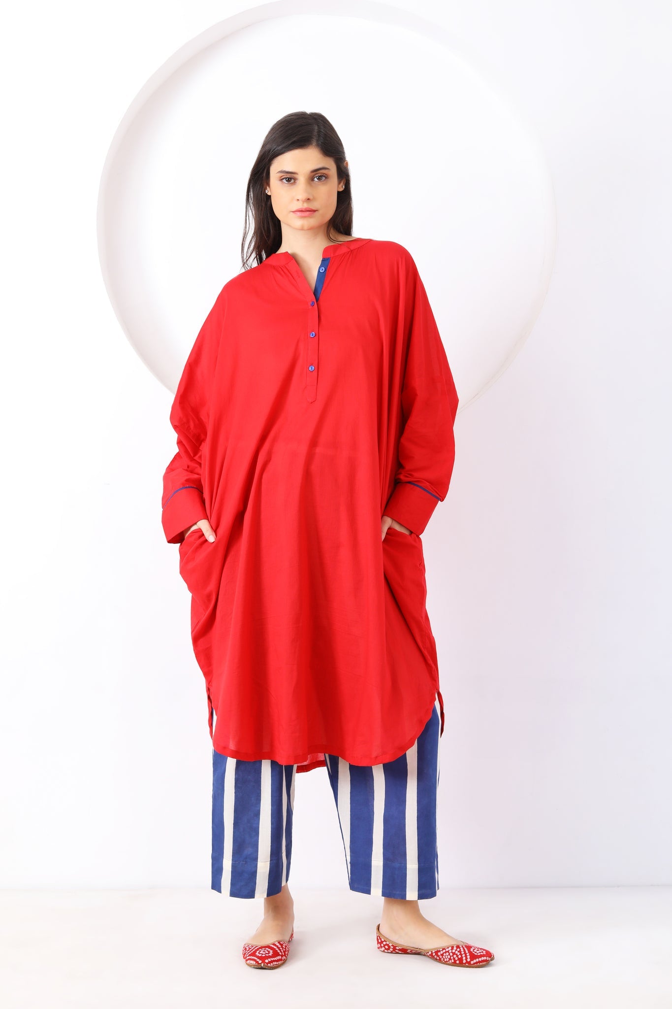 Dhaari Co - ord Set - Red - CiceroniKurta Set, Everyday WearSheetal Joshi Verma