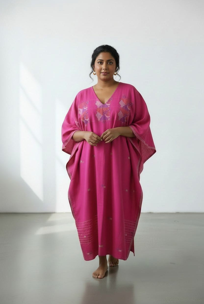 Dolman Dress – Hibiscus Lotus Golap Jamdani - CiceroniKaftanBhomra
