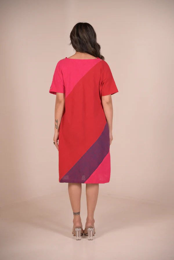 Dress, in cowl neck with hand embroidery accents - CiceroniDressesRang by Rajvi