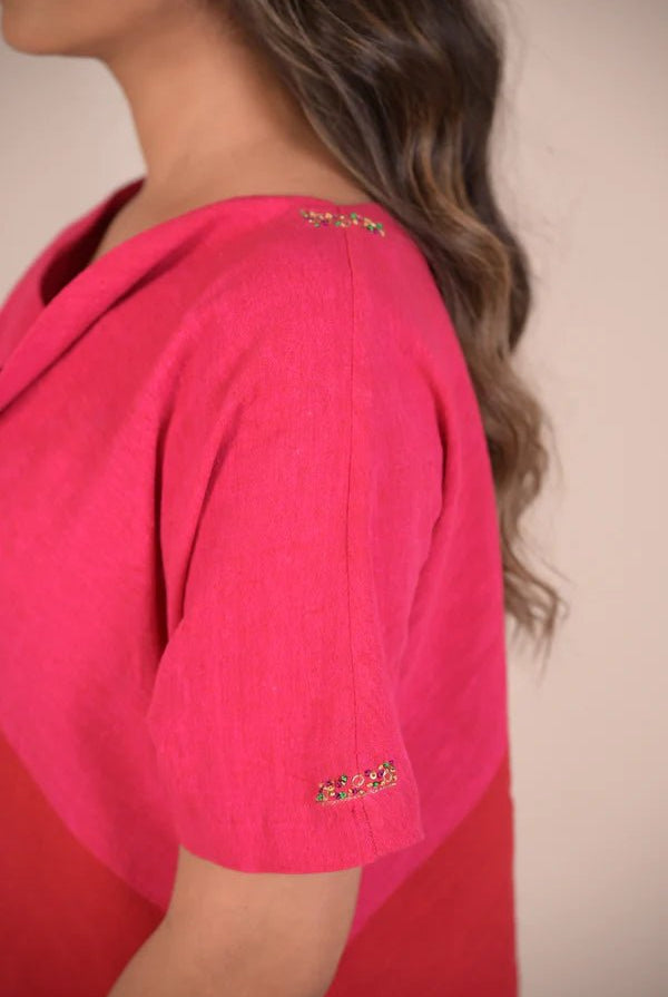 Dress, in cowl neck with hand embroidery accents - CiceroniDressesRang by Rajvi