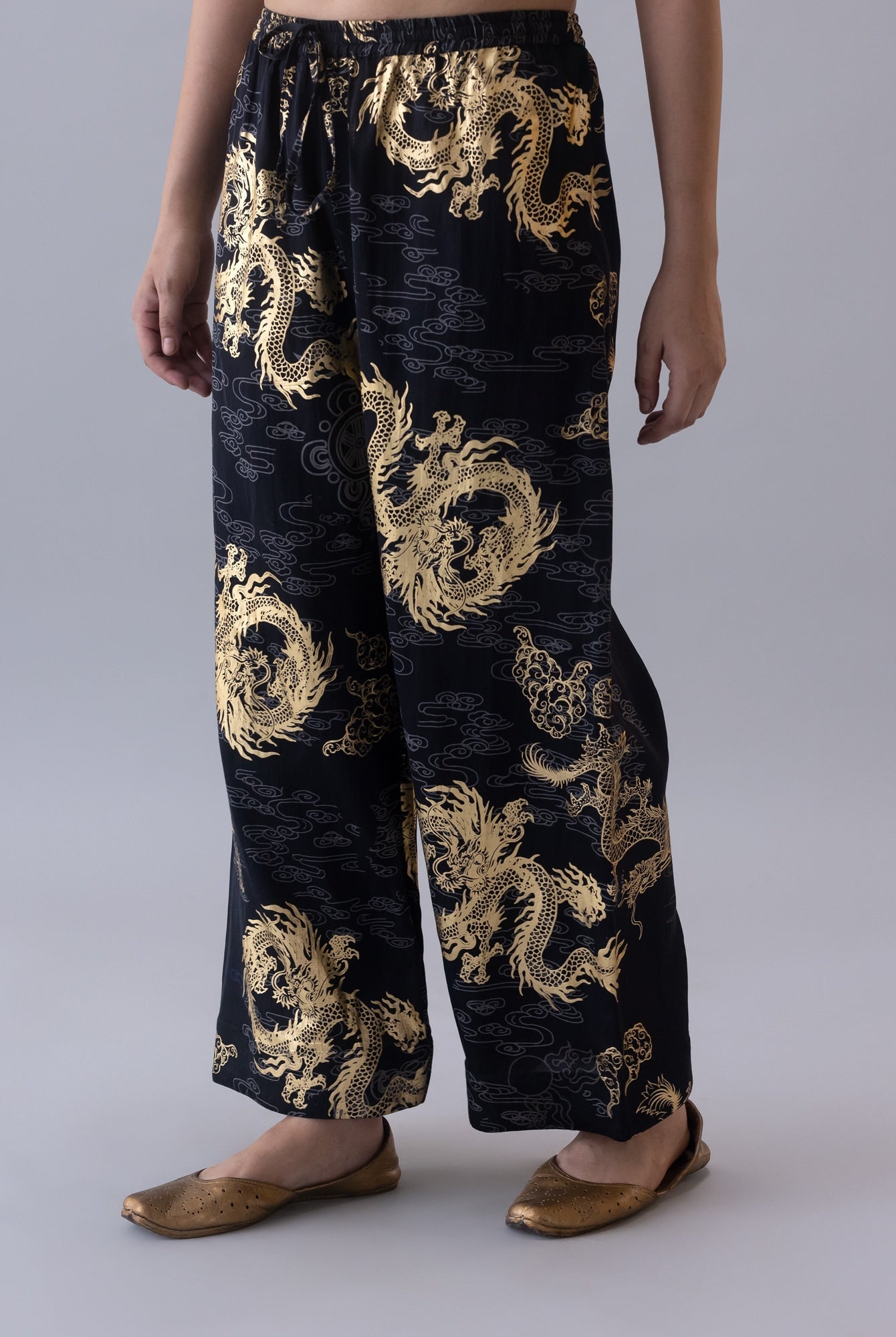 Druk Black/Gold Pyjama - CiceroniWomen PantsShades of India