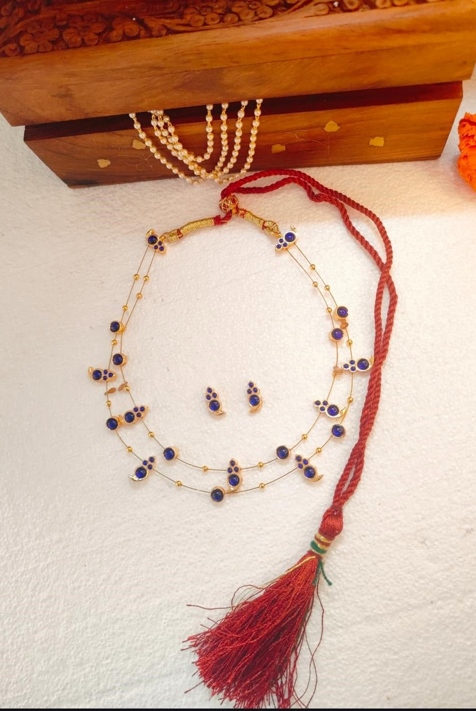 Dual Layered Blue Kemp Maanga Necklace - CiceroniNecklace SetAarika