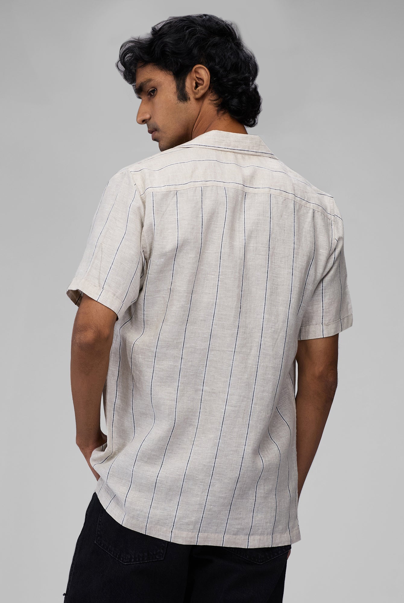 Dune Stripe 100% Linen Cuban Collar Shirt - CiceroniMen Shirtsbhrāta