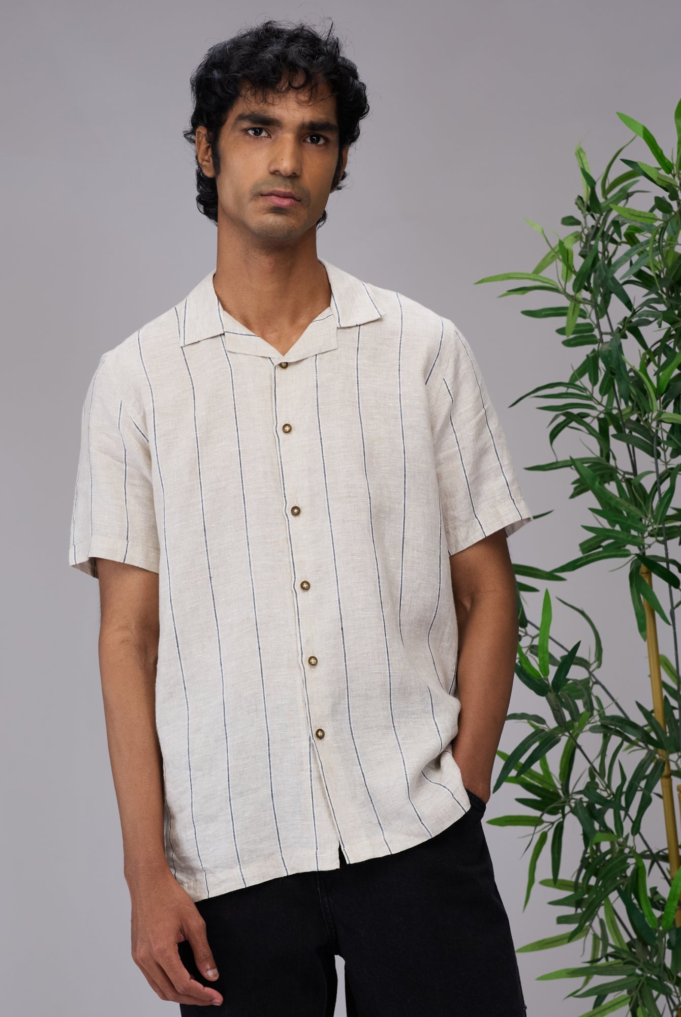 Dune Stripe 100% Linen Cuban Collar Shirt - CiceroniMen Shirtsbhrāta