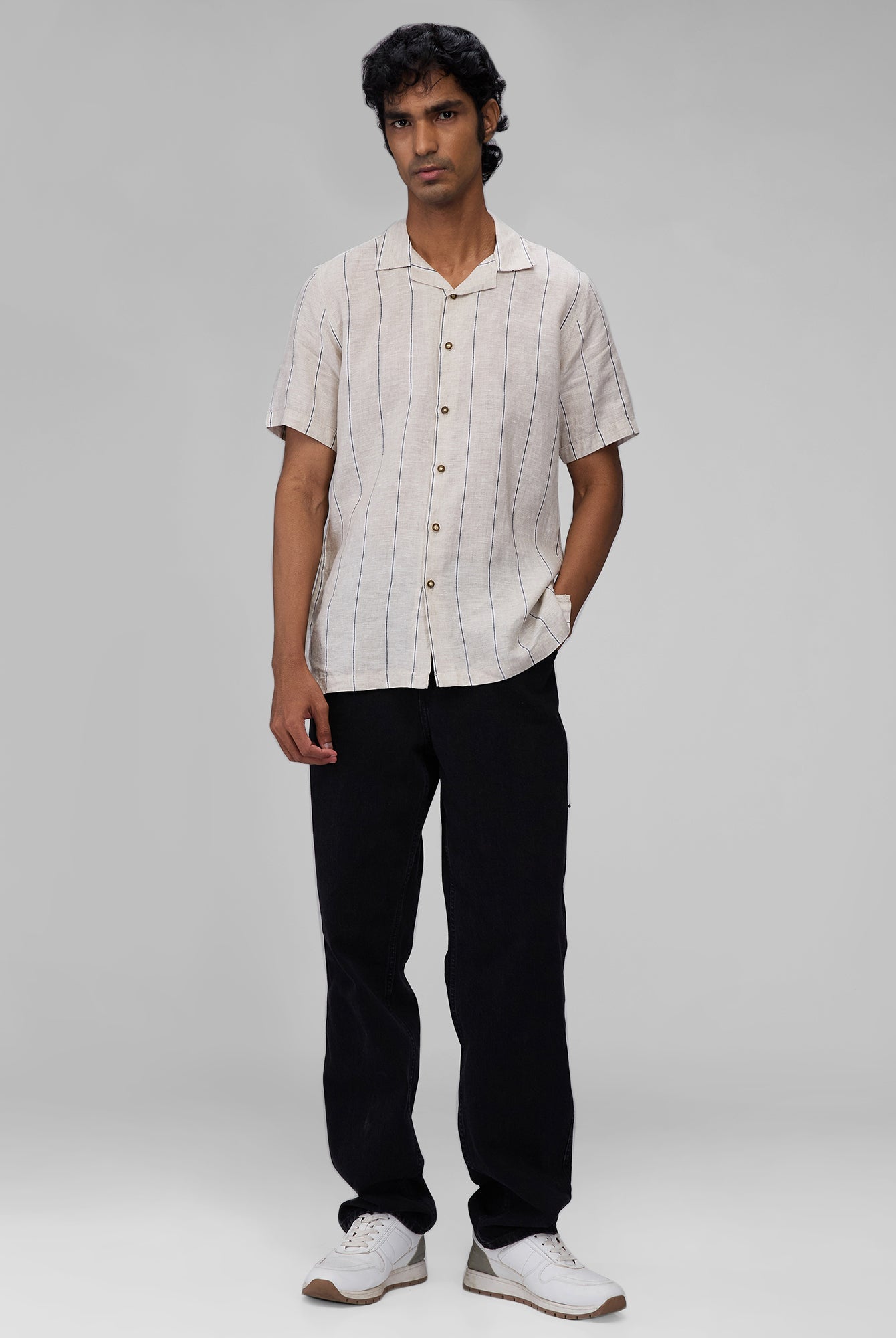 Dune Stripe 100% Linen Cuban Collar Shirt - CiceroniMen Shirtsbhrāta