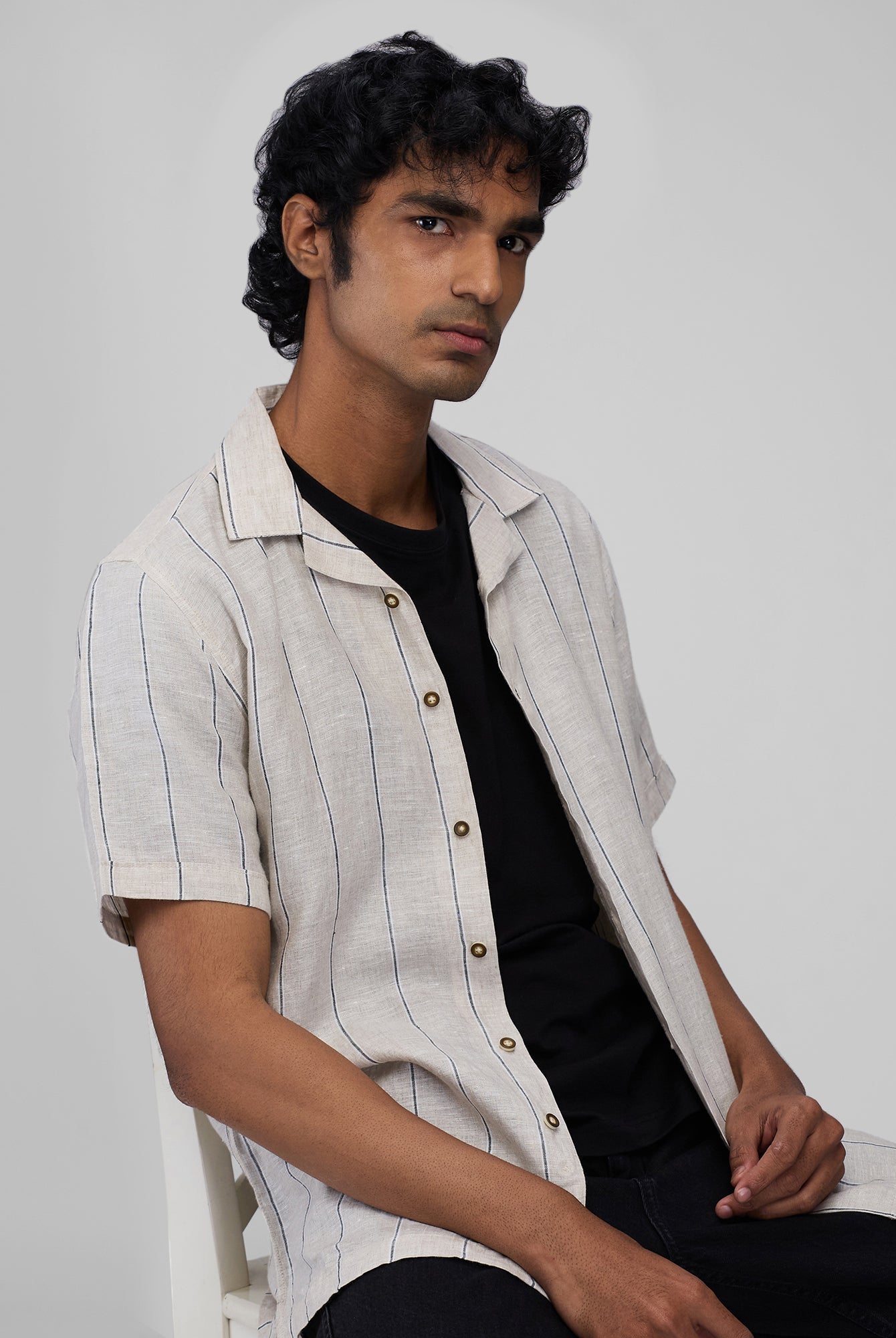 Dune Stripe 100% Linen Cuban Collar Shirt - CiceroniMen Shirtsbhrāta