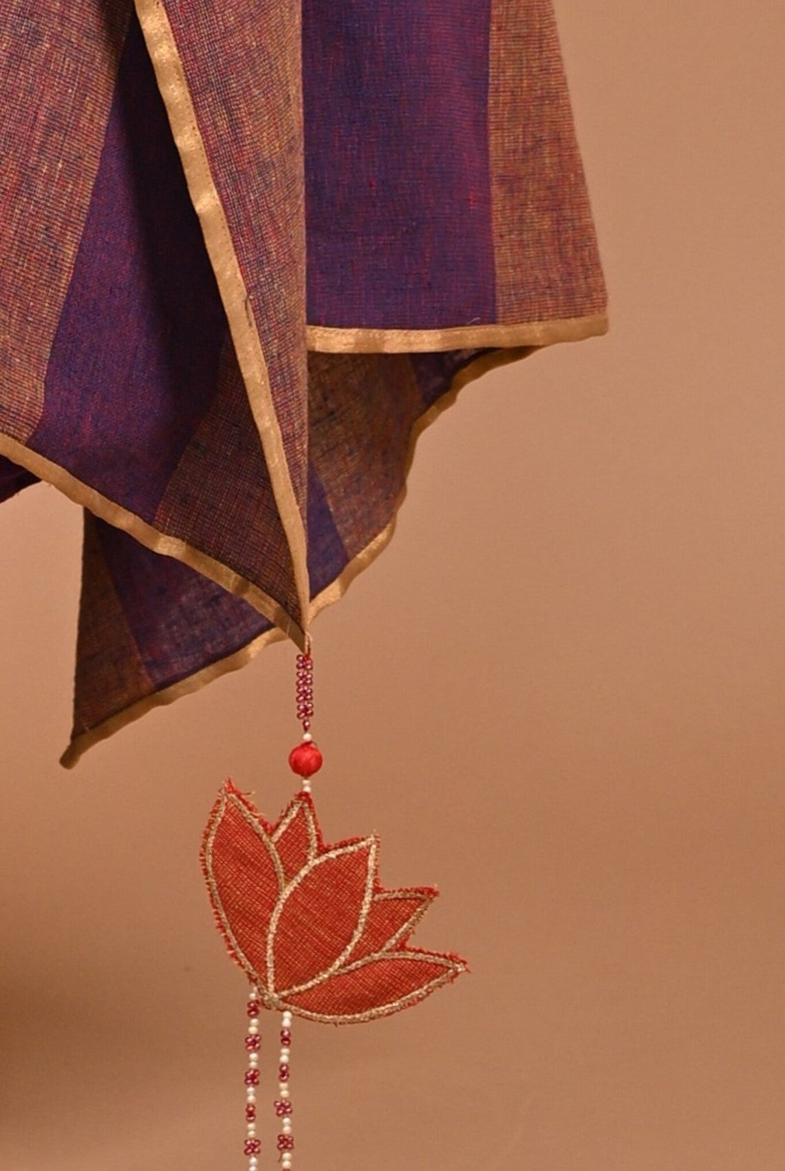 Dupatta in Gold Edge & Lotus Tassel - CiceroniDupattaRang by Rajvi