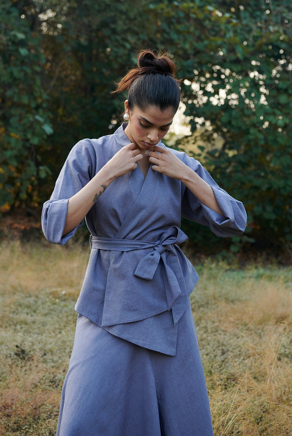 Dusk Co - Linen Asymmetrical Skirt Set - CiceroniSkirt SetSaphed