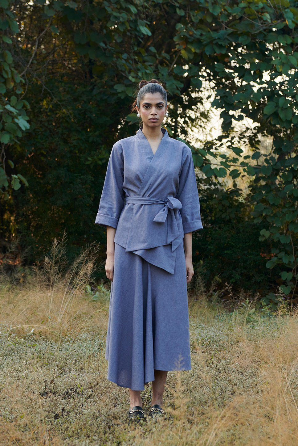 Dusk Co - Linen Asymmetrical Skirt Set - CiceroniSkirt SetSaphed