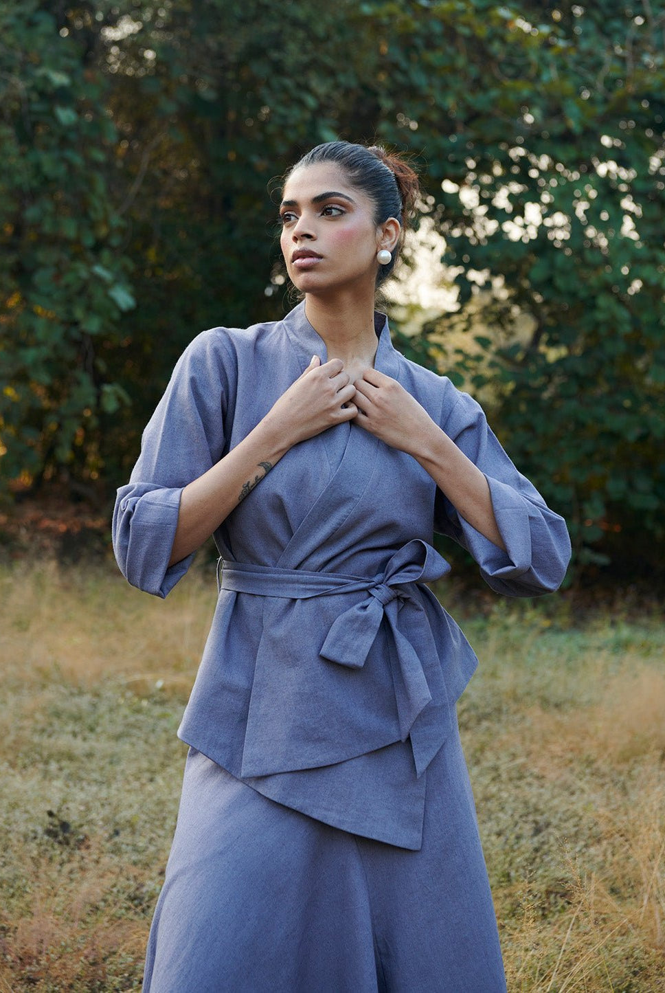 Dusk Co - Linen Asymmetrical Skirt Set - CiceroniSkirt SetSaphed