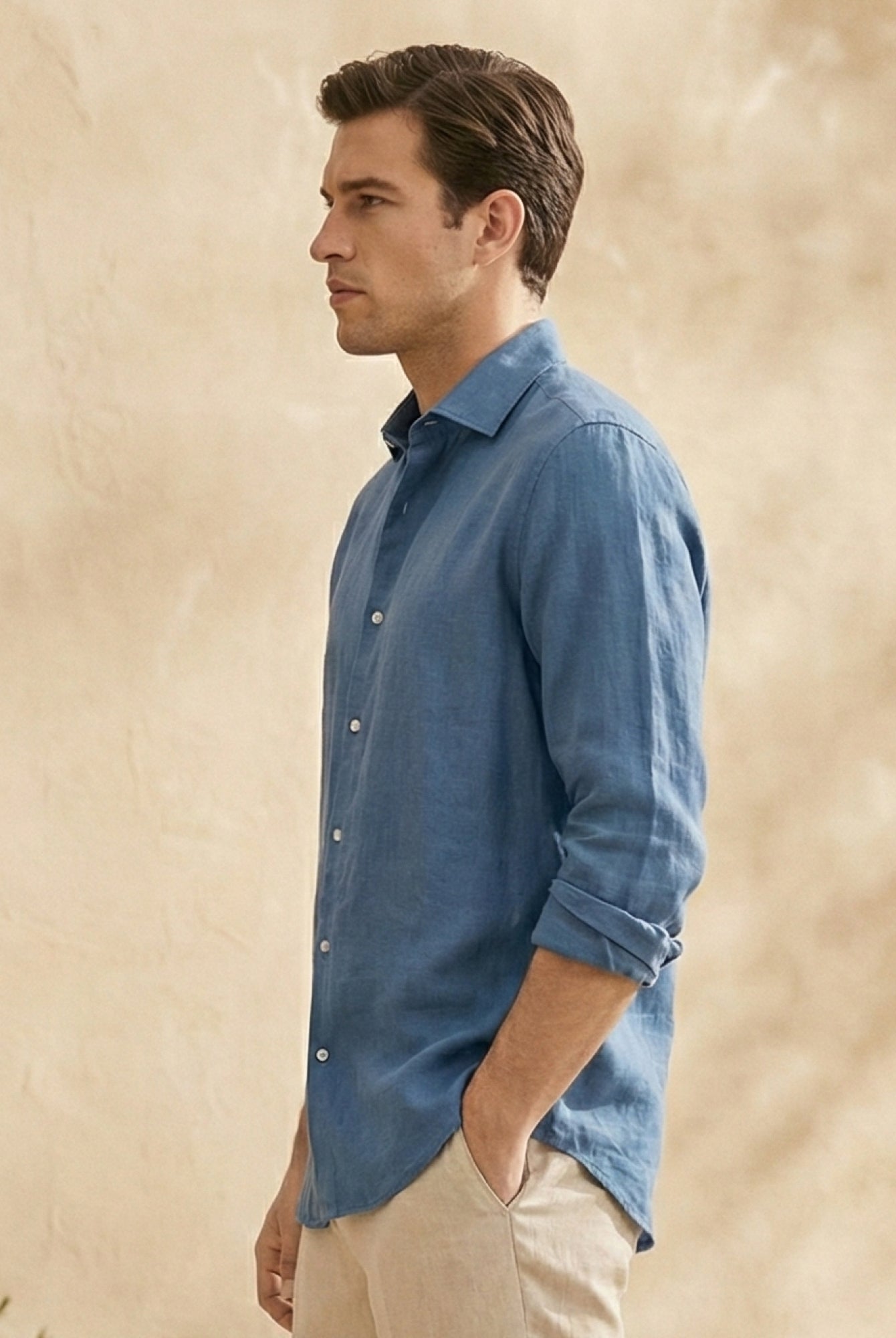 Dusty Blue 100% Pure Linen Shirt - CiceroniMen Shirtsbhrāta