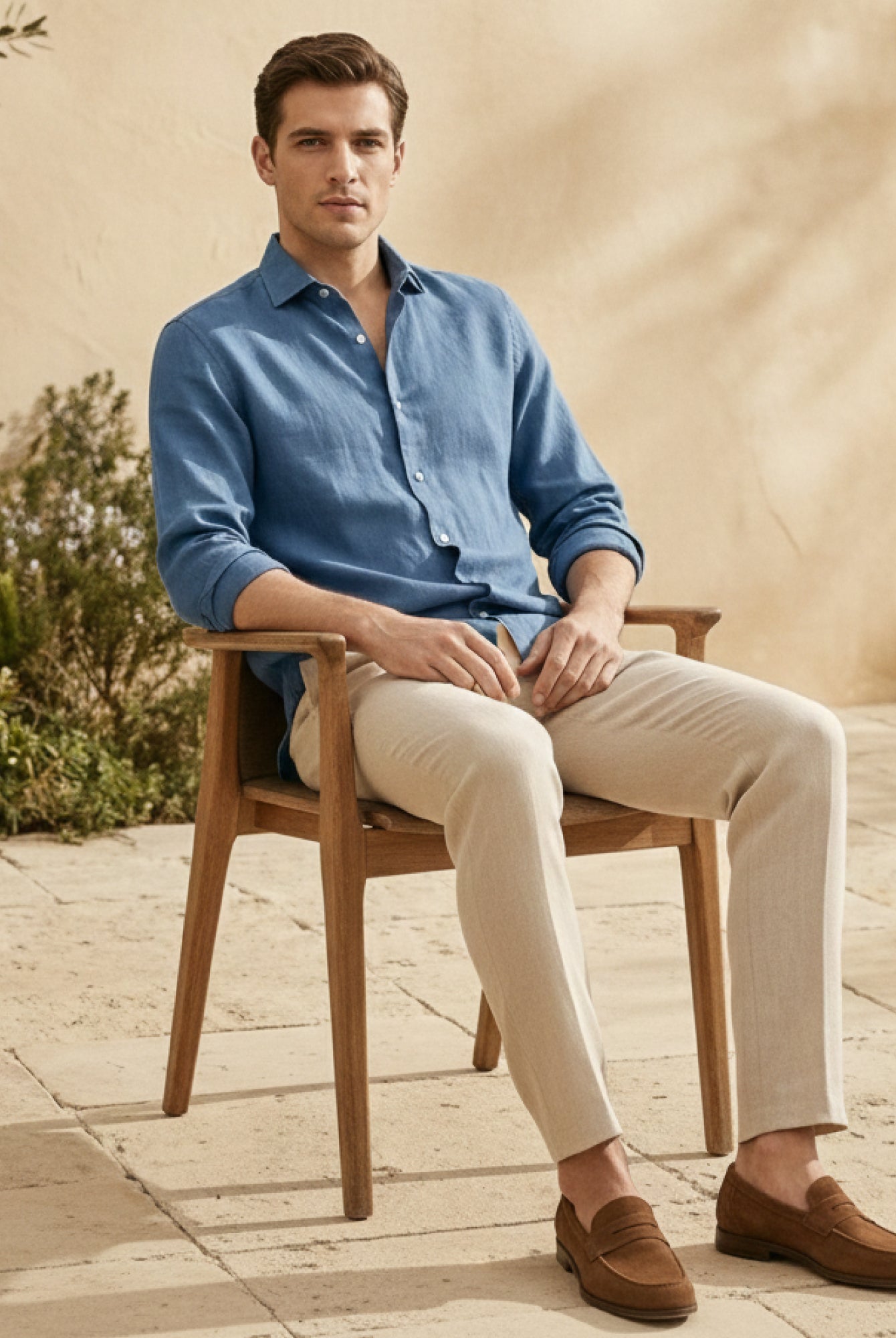 Dusty Blue 100% Pure Linen Shirt - CiceroniMen Shirtsbhrāta