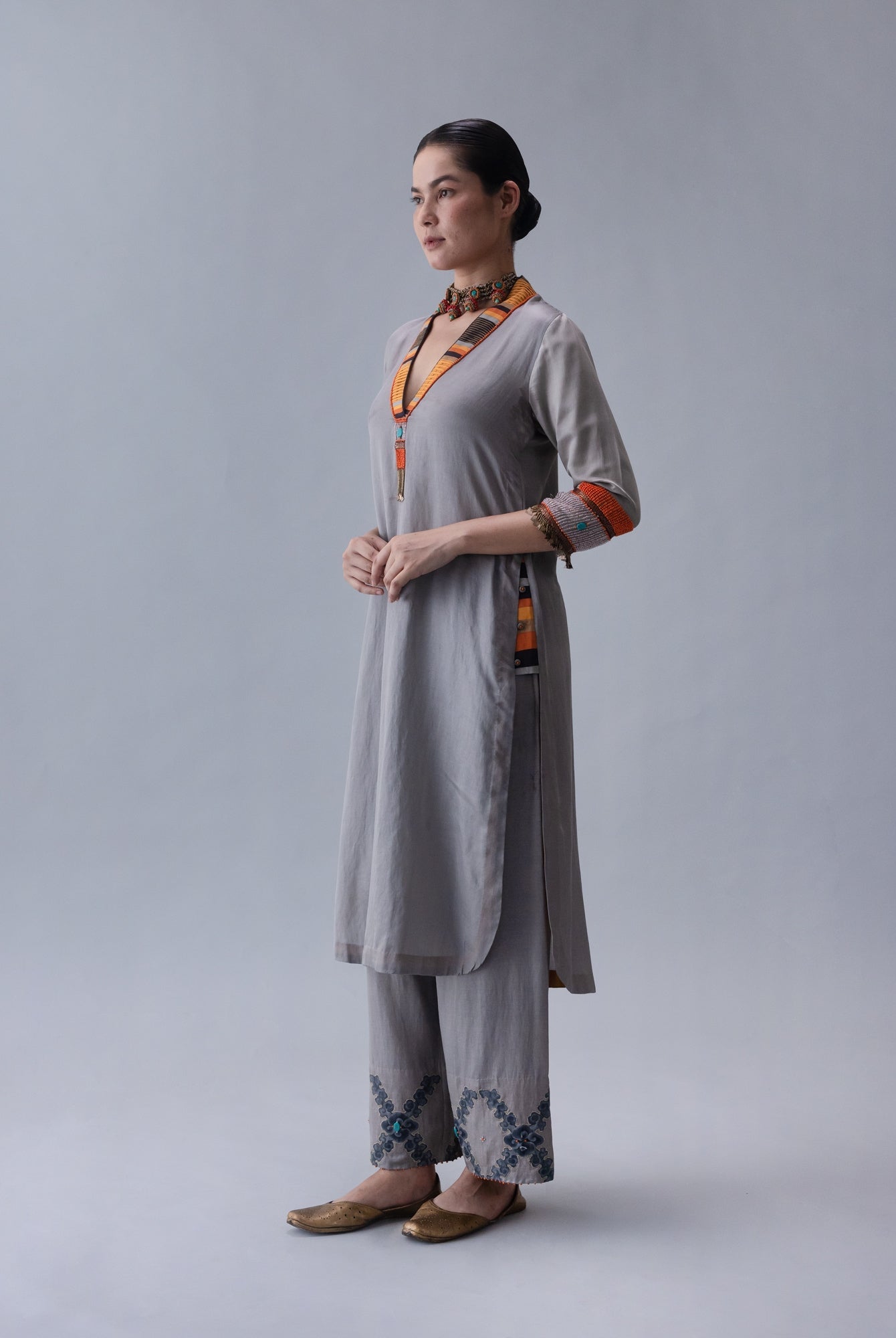 Dzong Grey Kurta - CiceroniKaftanShades of India