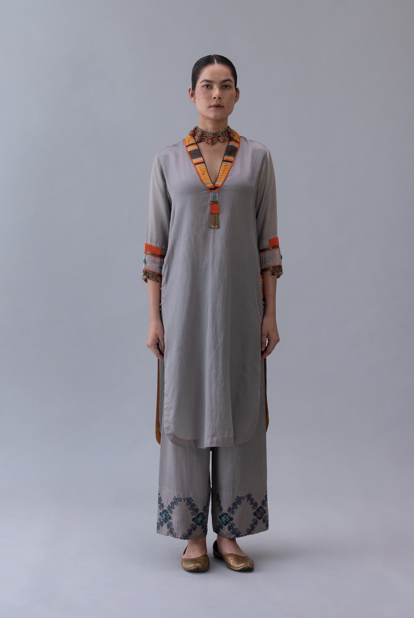 Dzong Grey Kurta - CiceroniKaftanShades of India
