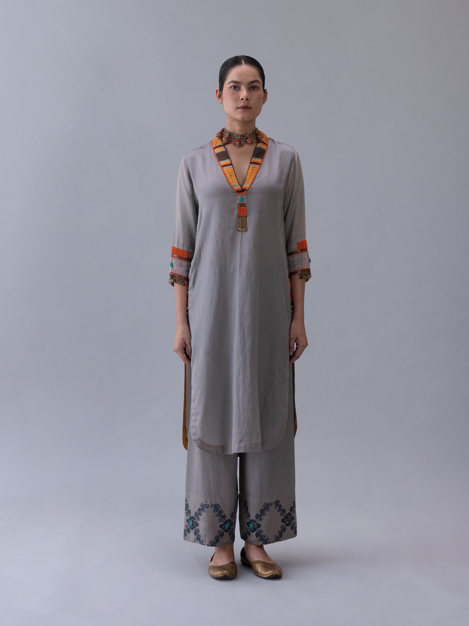 Dzong Grey Kurta - CiceroniKaftanShades of India