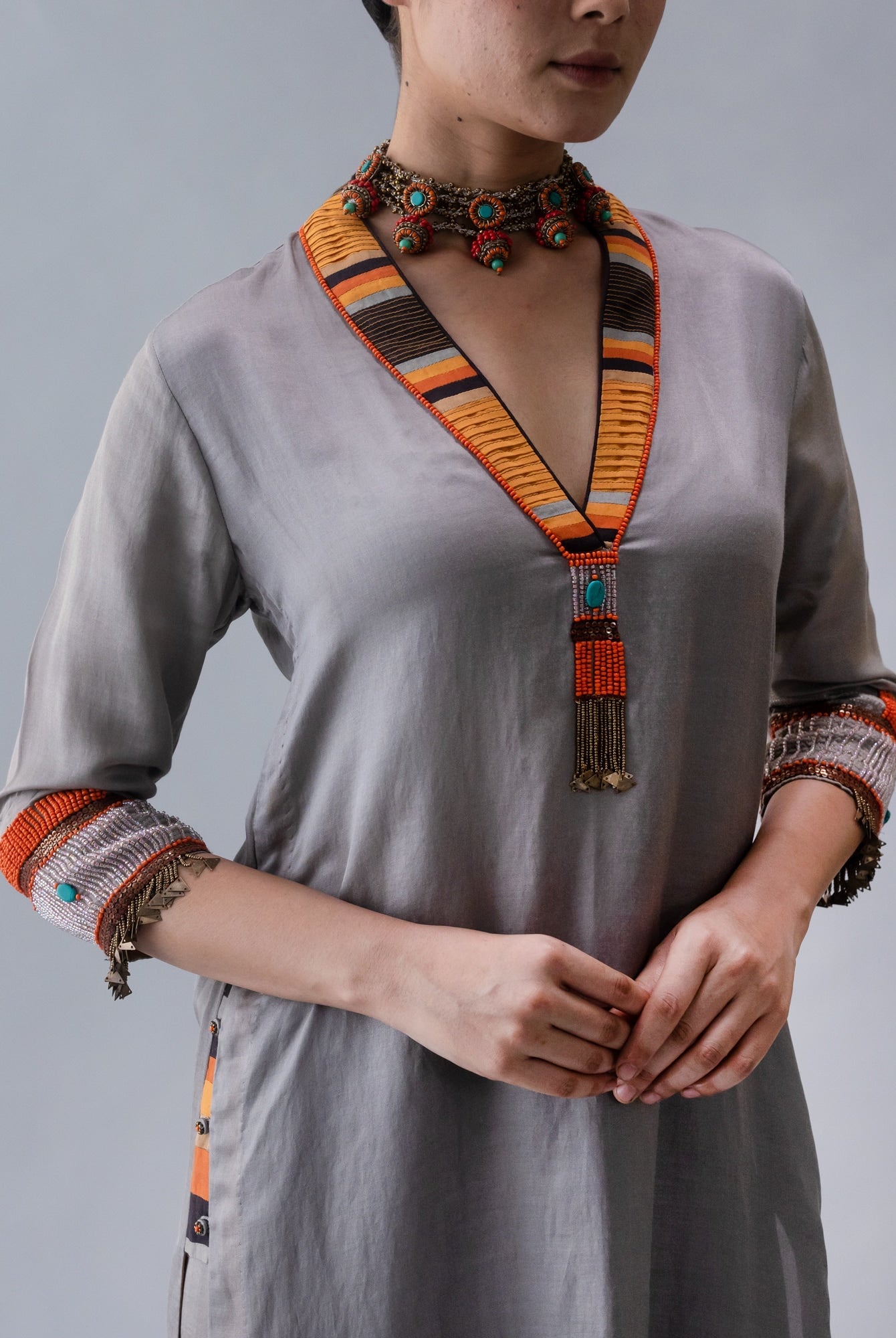 Dzong Grey Kurta - CiceroniKaftanShades of India