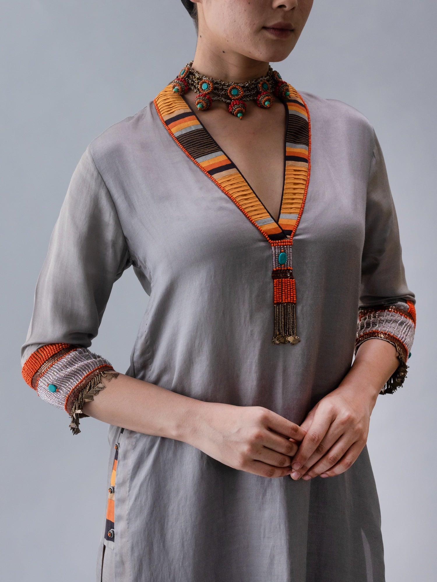 Dzong Grey Kurta - CiceroniKaftanShades of India