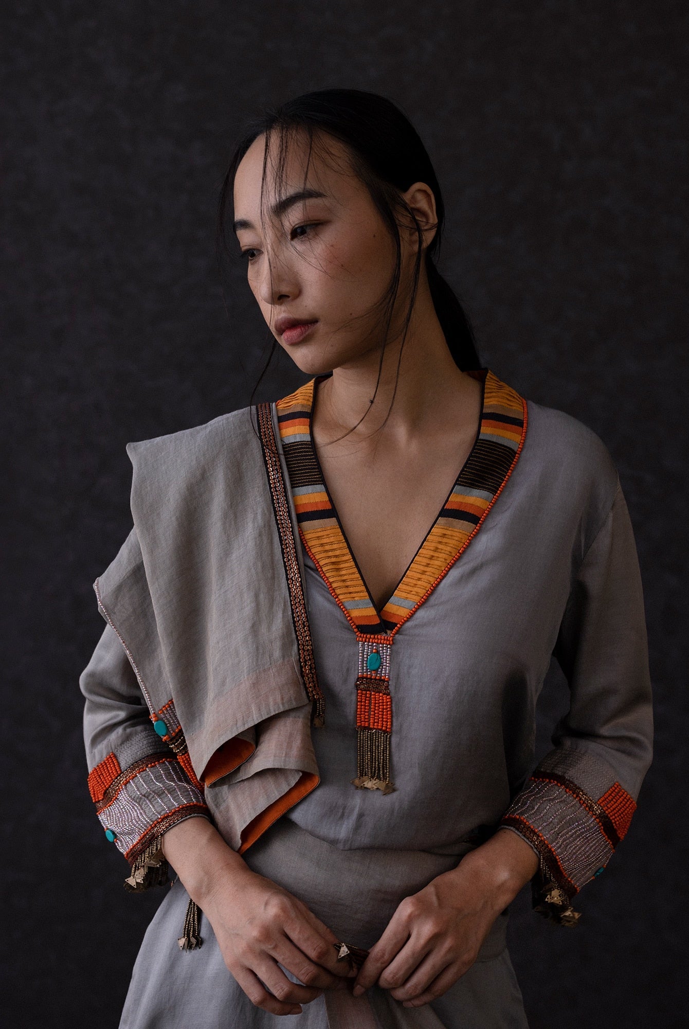 Dzong Grey Kurta - CiceroniKaftanShades of India