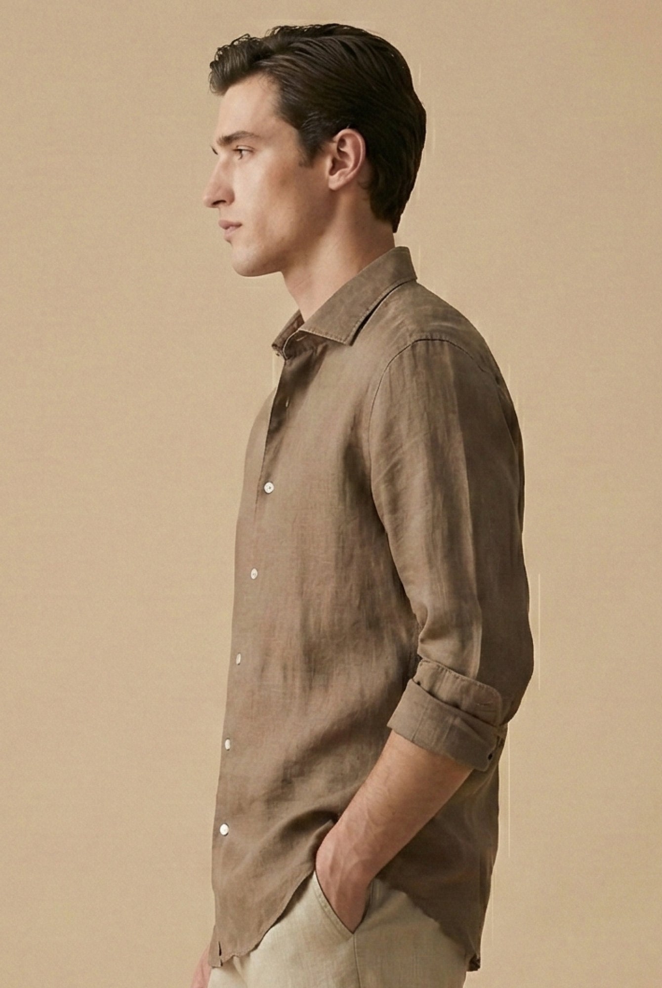 Earth Brown 100% Pure Linen Shirt - CiceroniMen Shirtsbhrāta