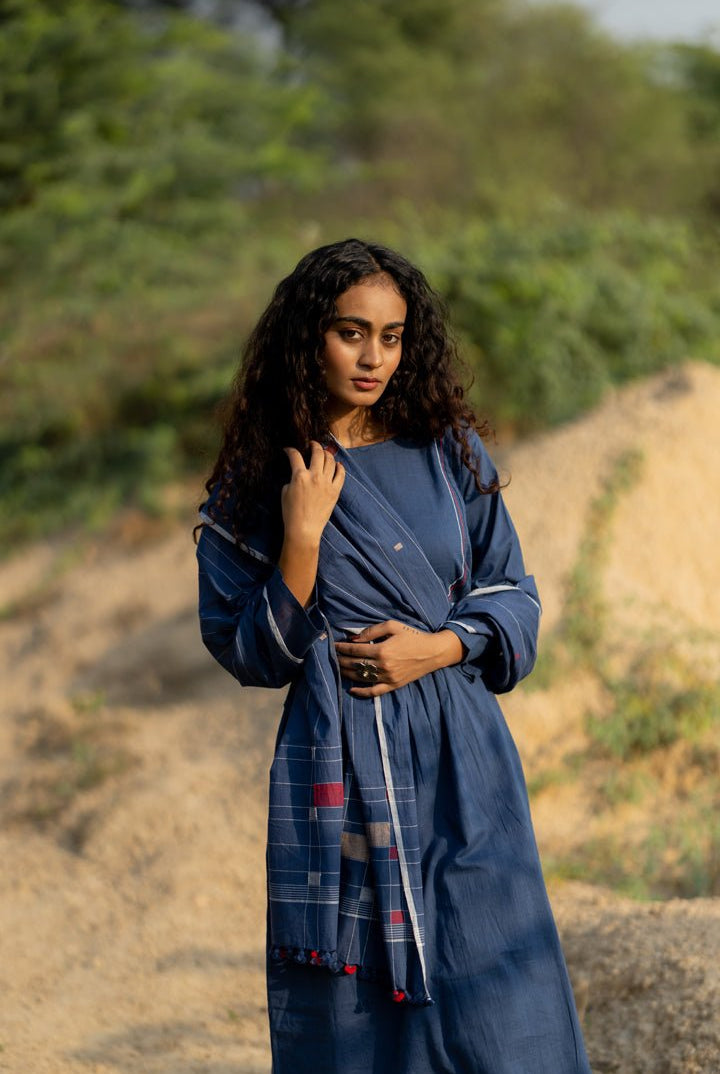 Earthy Blue Kurta Set with Dupatta - CiceroniKurta Set, Everyday WearMaidaan