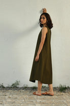 Earthy Green Halter Dress - CiceroniDressesCanoopi