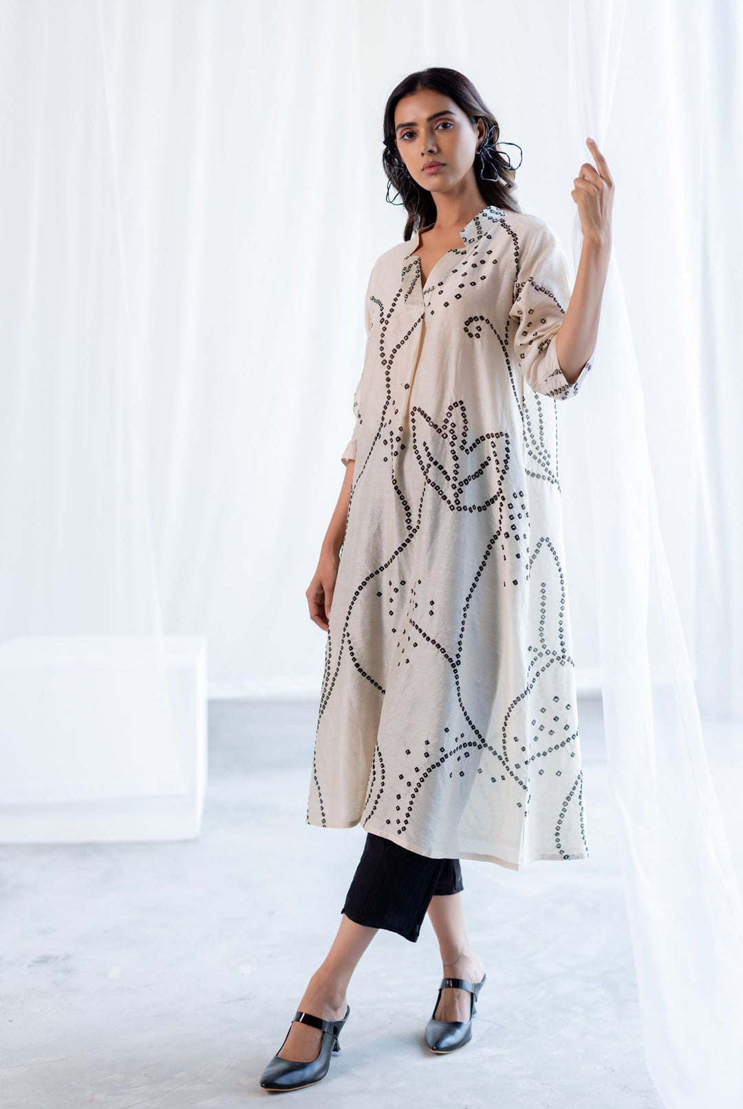 Ecru Bandhani Kurta - CiceroniKurta, Everyday WearSilai Studio