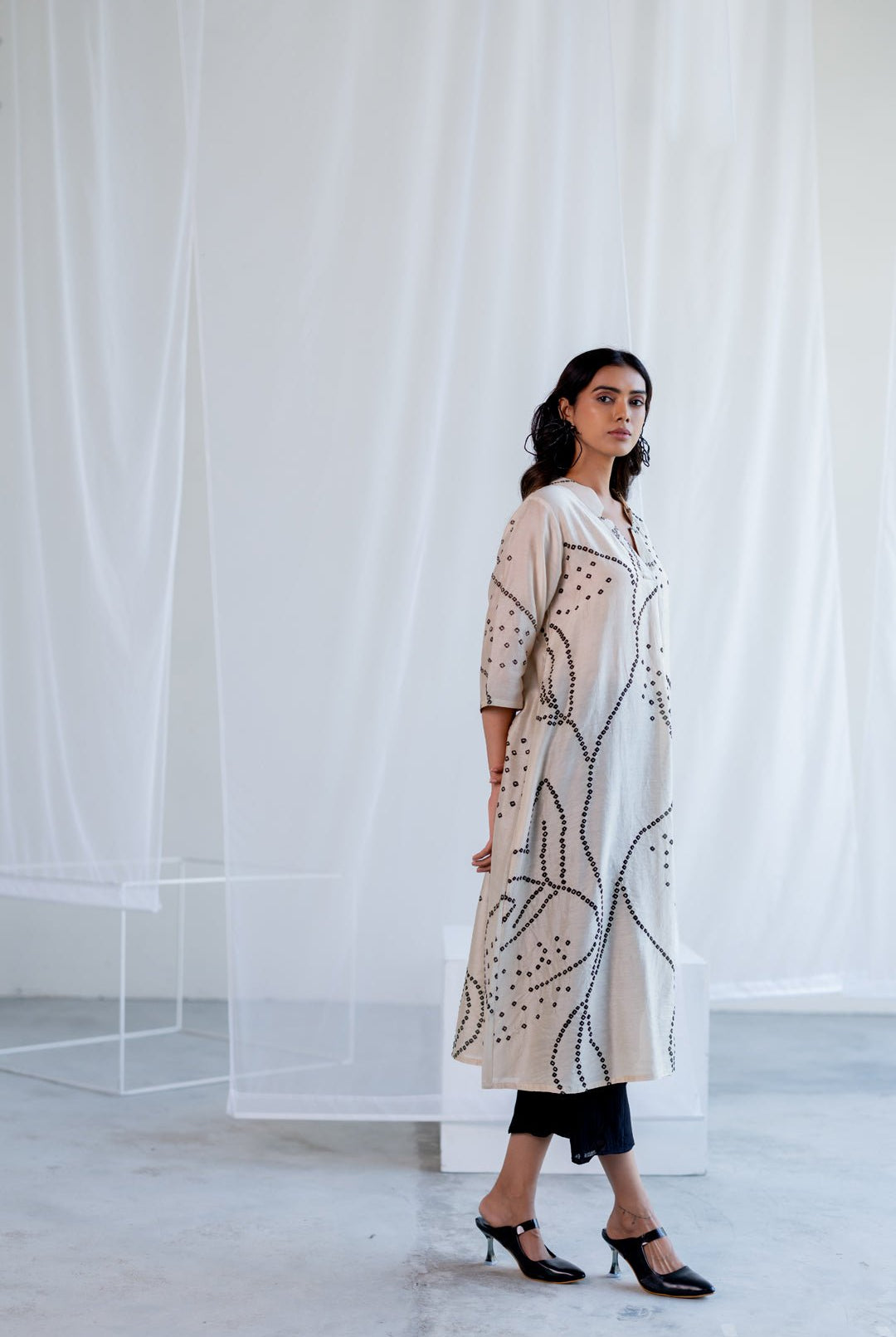 Ecru Bandhani Kurta - CiceroniKurta, Everyday WearSilai Studio