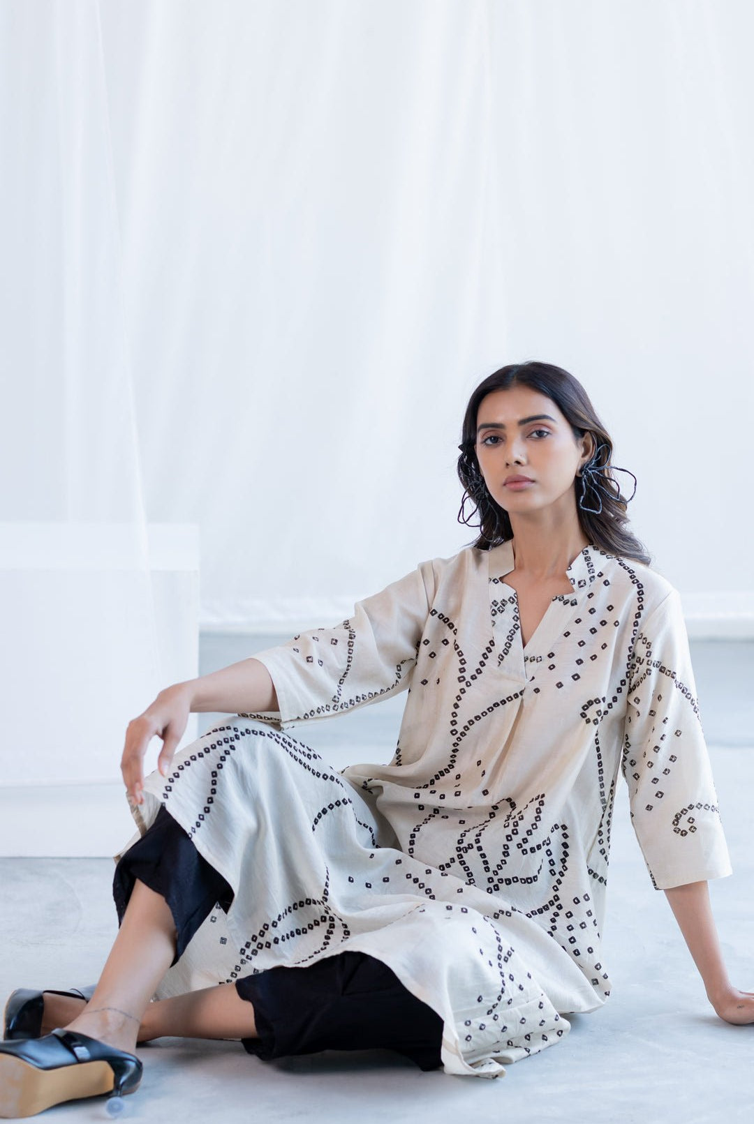 Ecru Bandhani Kurta - CiceroniKurta, Everyday WearSilai Studio