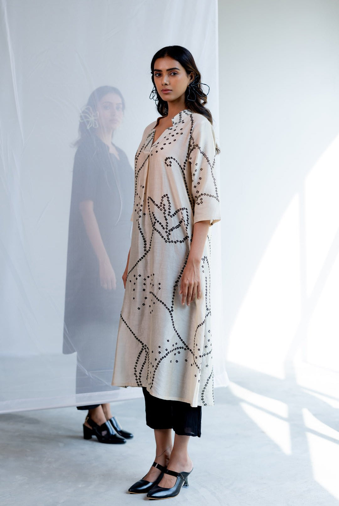 Ecru Bandhani Kurta - CiceroniKurta, Everyday WearSilai Studio