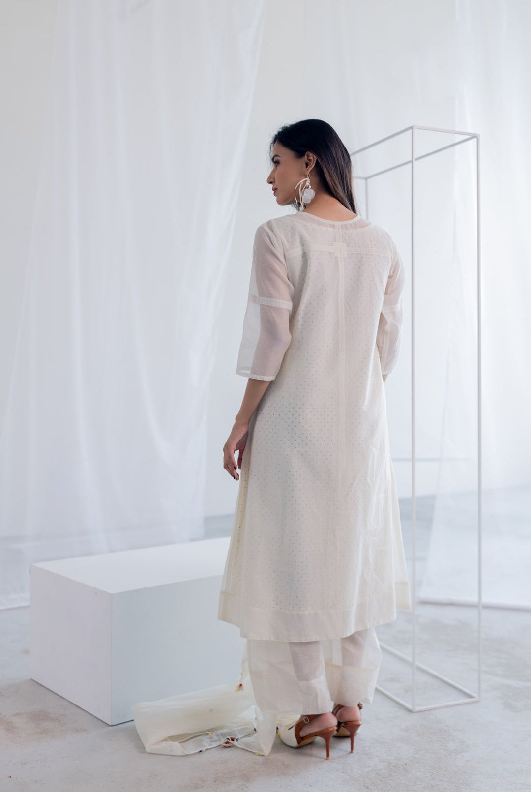 Ecru Chanderi Polka Kurta - CiceroniKurta, Everyday WearSilai Studio