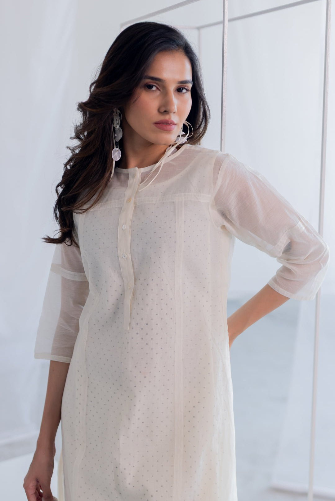 Ecru Chanderi Polka Kurta - CiceroniKurta, Everyday WearSilai Studio