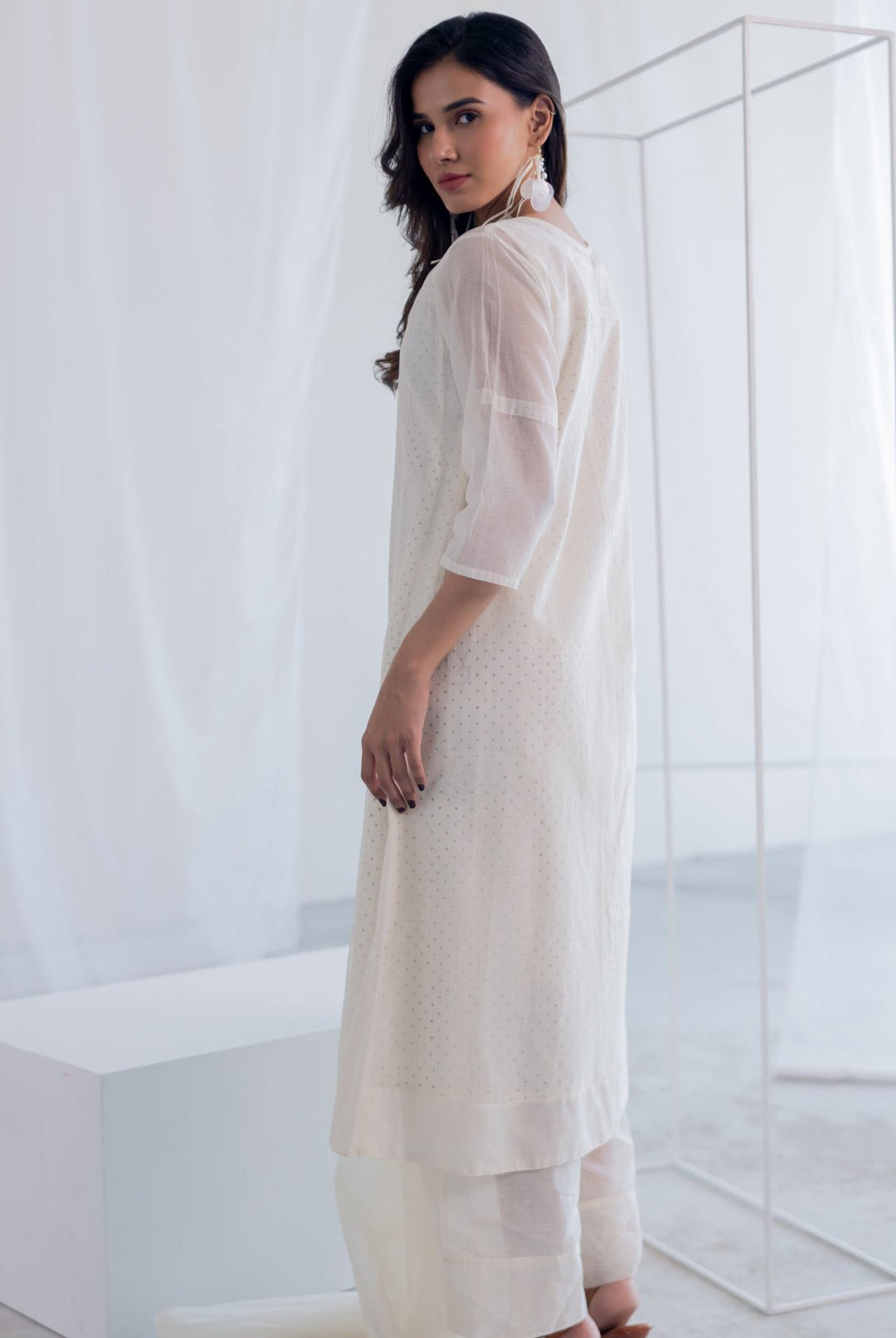 Ecru Chanderi Polka Kurta - CiceroniKurta, Everyday WearSilai Studio