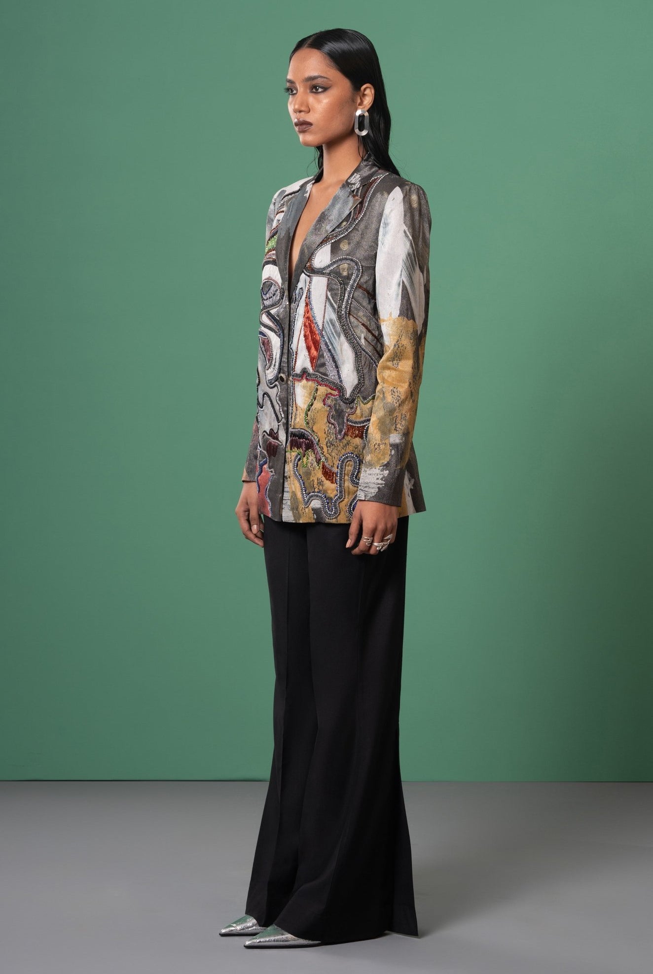 Ecru Embroidered Blazer - CiceroniBlazersAdvait