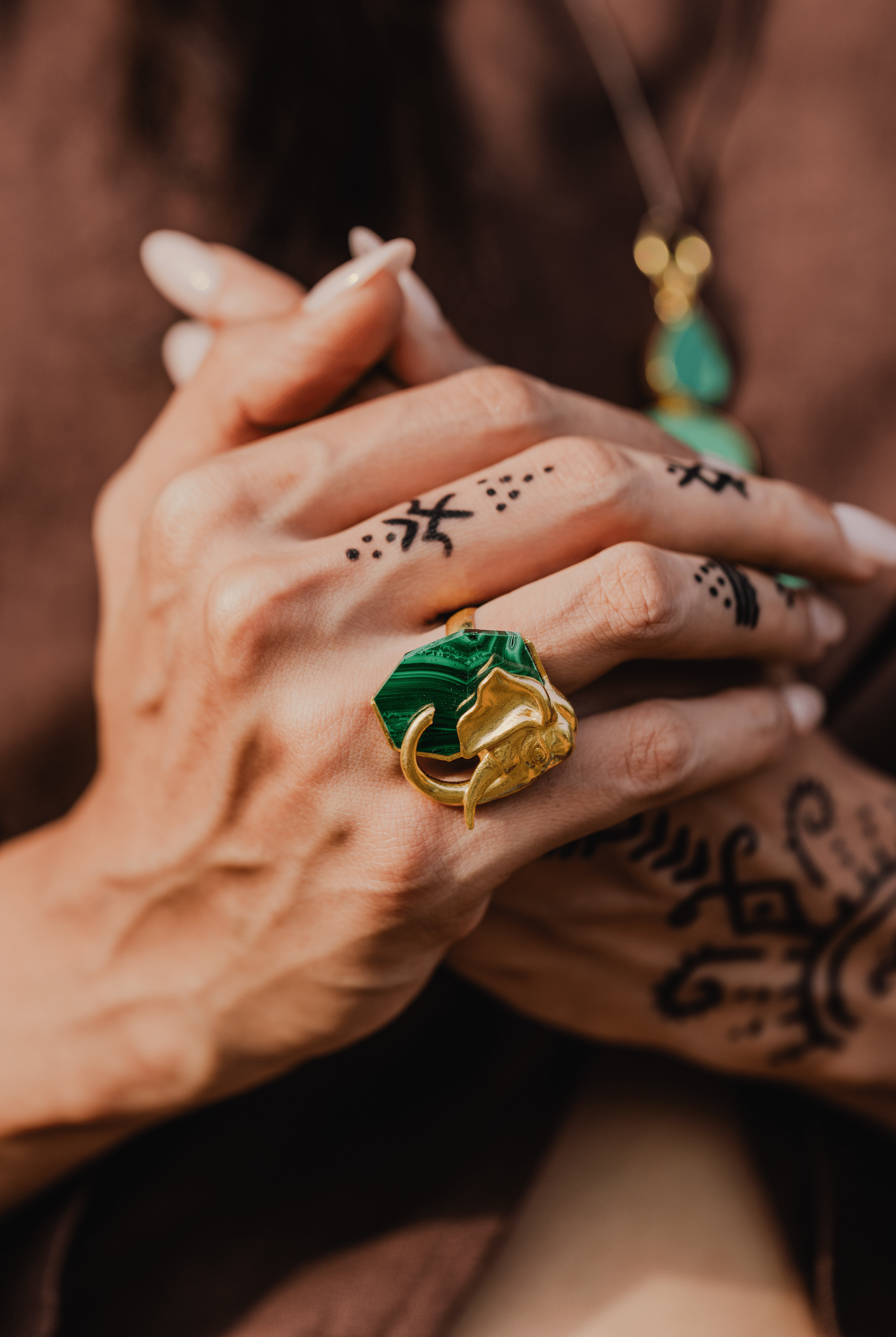 Ele Malachite Gold Ring - CiceroniRingUnbent