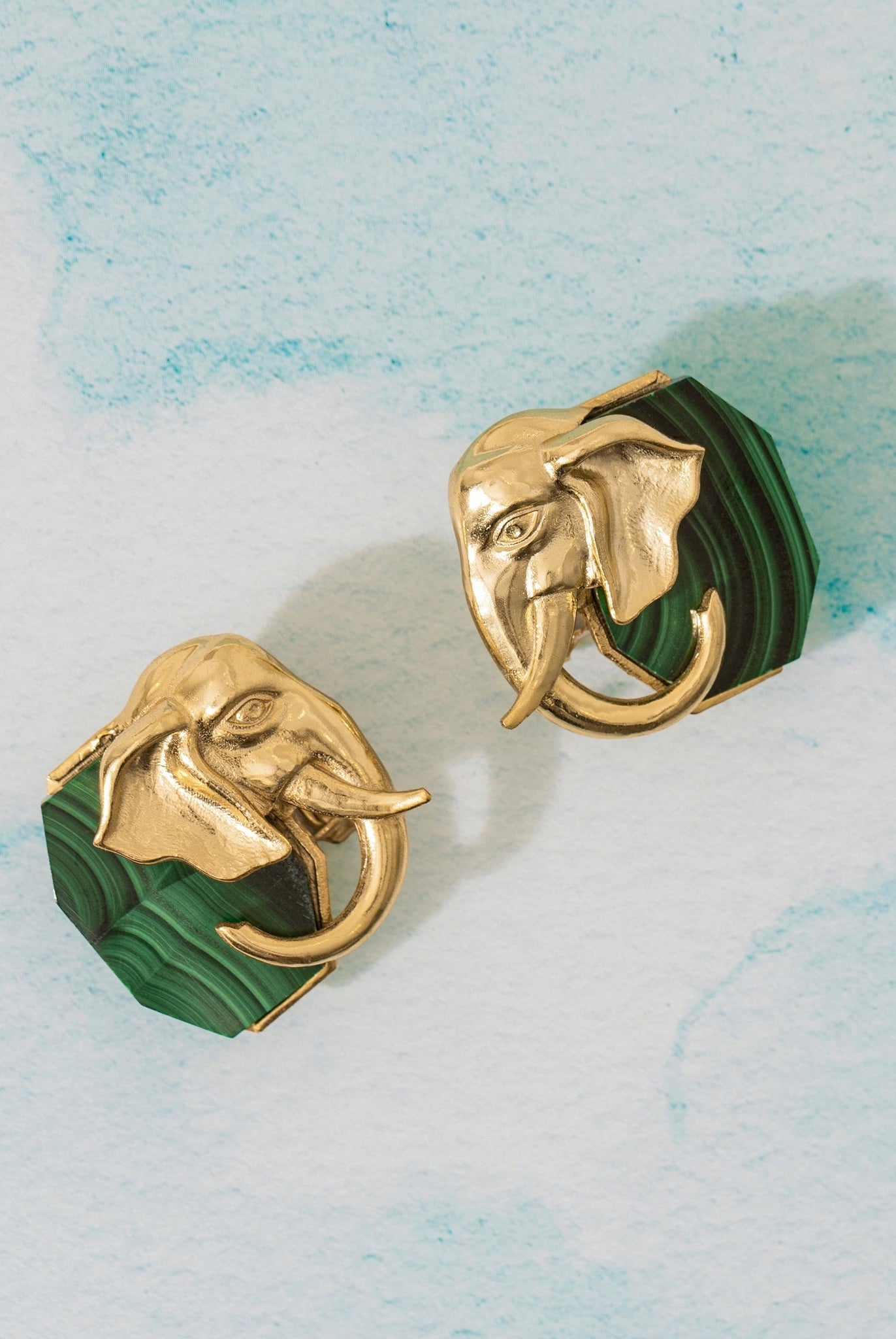 Ele Malachite Gold Studs - CiceroniEarringUnbent