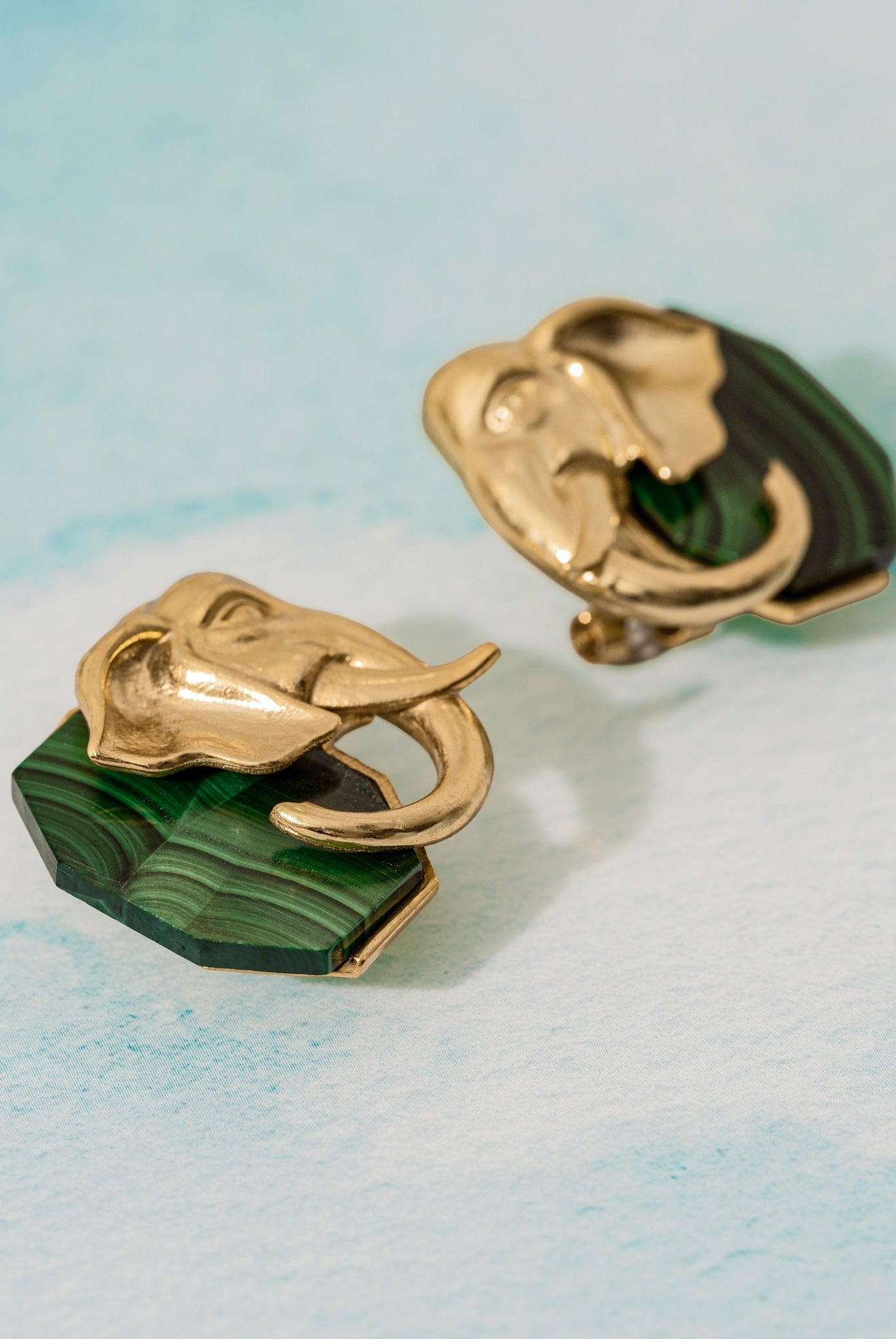 Ele Malachite Gold Studs - CiceroniEarringUnbent