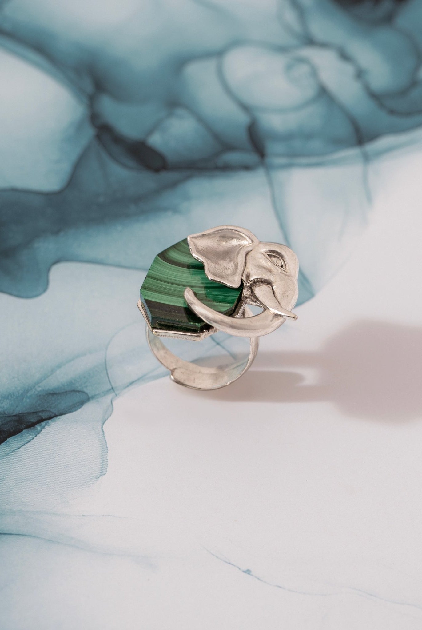 Ele Malachite Silver Ring - CiceroniRingUnbent