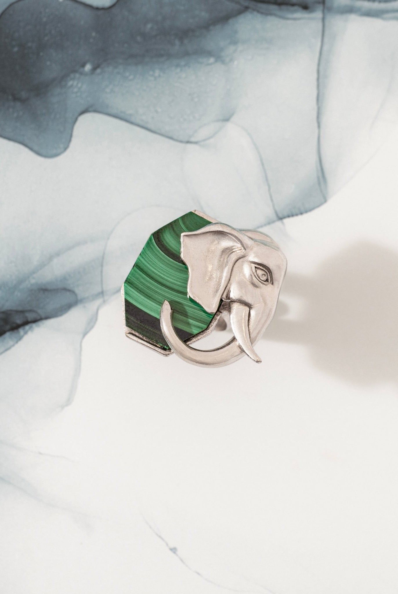 Ele Malachite Silver Ring - CiceroniRingUnbent