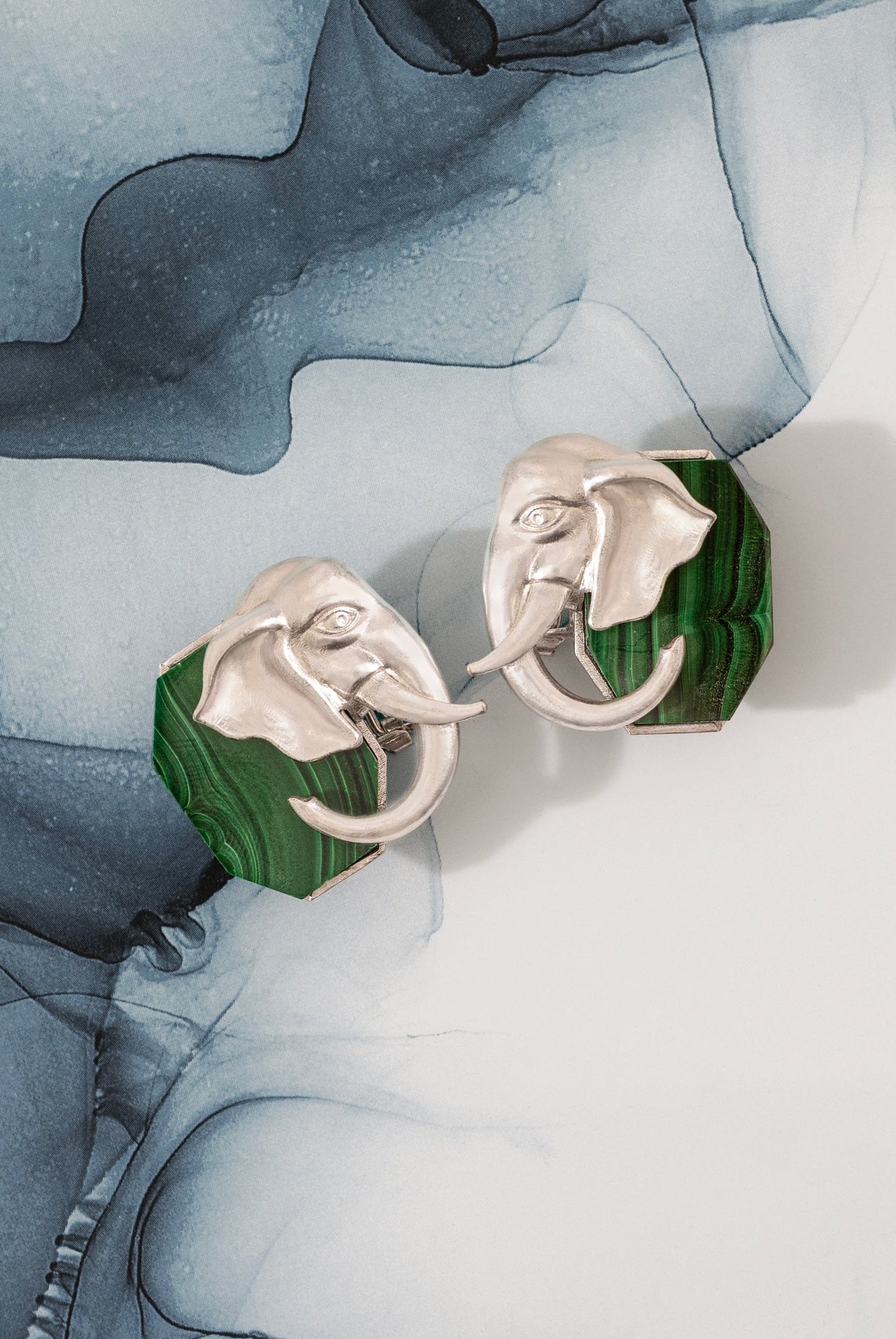 Ele Malachite Silver Studs - CiceroniEarringUnbent