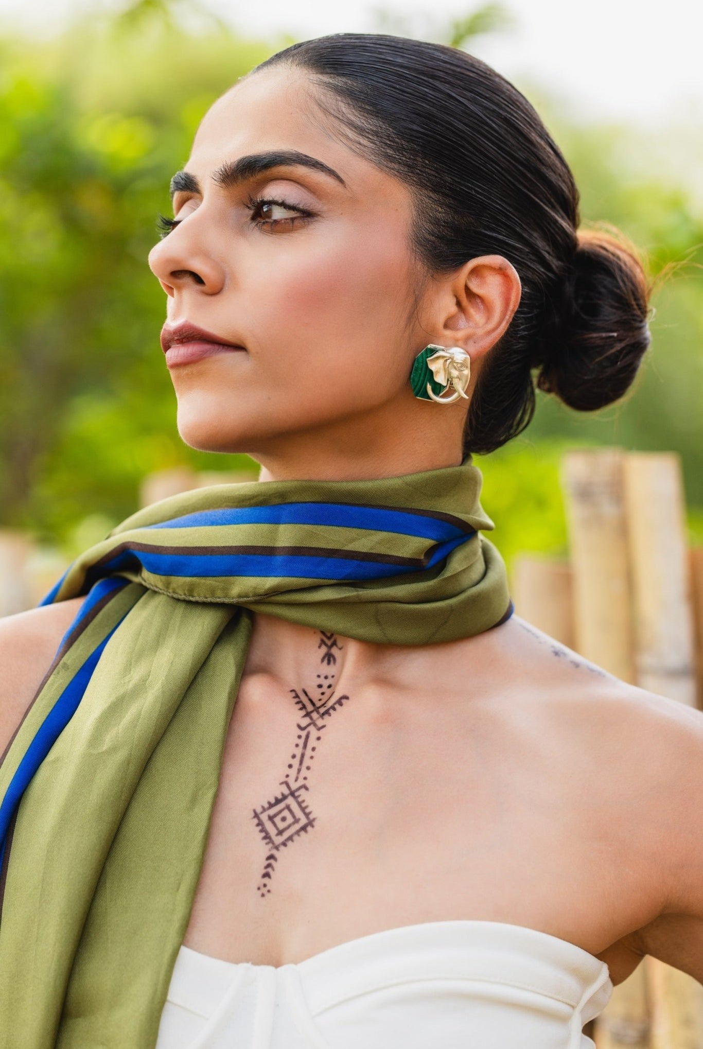 Ele Malachite Silver Studs - CiceroniEarringUnbent